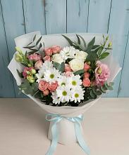 Букет цветов из:  Розы, Лизиантусы и Хризантемы в Родниковском