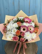 Букет цветов из:  Розы, Герберы и Хризантемы #REPLACE_PRED# Родниковском