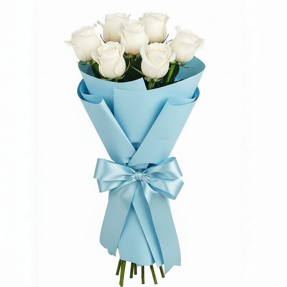 Букет 7 белых роз Проуд в Родниковском
