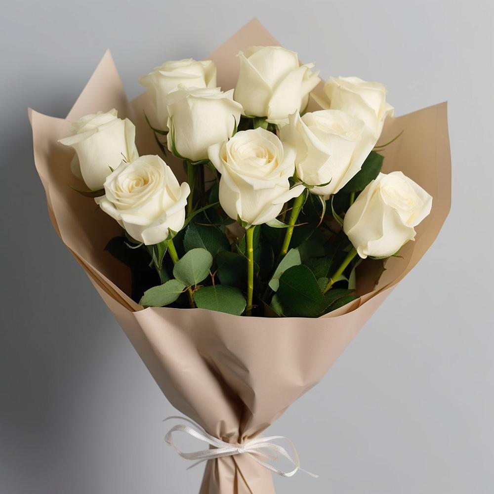 Букет 9 Белых роз Эдлесс Лав в Родниковском