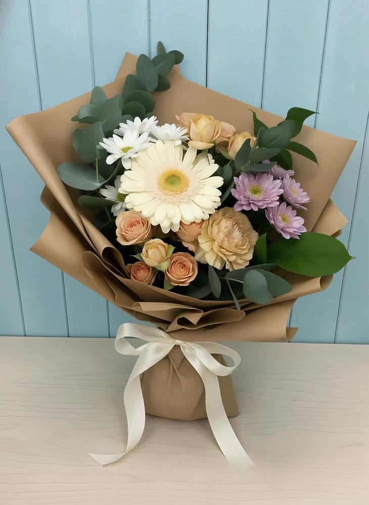 Букет цветов из: Герберы и Хризантемы в Родниковском
