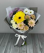 Букет цветов из:  Розы, Герберы и Хризантемы в Родниковском