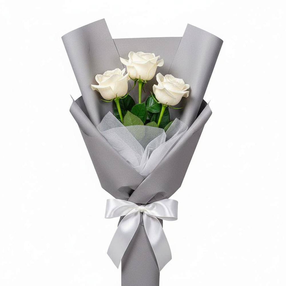 Букет 3 белые розы в Родниковском