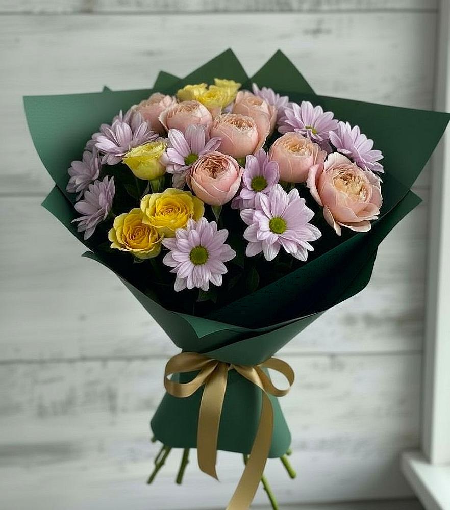 Букет цветов из: Хризантемы и Розы в Родниковском