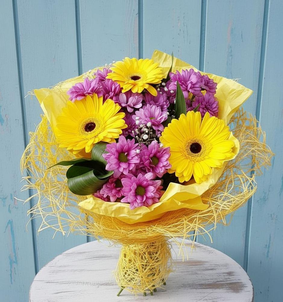 Букет цветов из: Хризантемы и Герберы в Родниковском