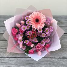 Букет цветов из:  Розы, Герберы и Хризантемы в Родниковском
