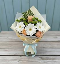 Букет цветов из:  Герберы, Розы и Хризантемы в Родниковском